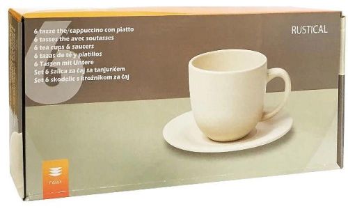 купить Чашка Tognana 39428 Set cani 6buc, 200ml, Rustical cu farfurii, bej в Кишинёве 