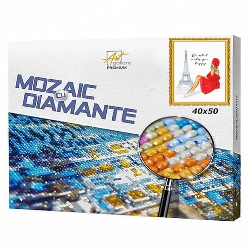 cumpără Tablou pe numere Art Gallery GA87209 Mozaic cu diamante 40x50cm Fata in Paris în Chișinău 