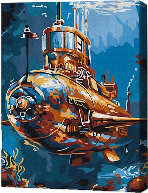 cumpără Tablou pe numere BrushMe RMG0027FC 30x40сm (fără cutie) Submarin galben în Chișinău 