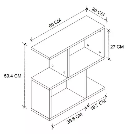 купить Офисный стеллаж Nex Home С приставным столиком, 60x20x59 см, Белый (22-40-01) в Кишинёве 