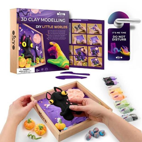 купить Набор для творчества Okto 20052 Set creativ DIY cu plastilină aerată Air Clay Lumi mici: Pisica-Fantomă в Кишинёве 