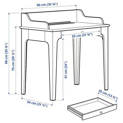 купить Офисный стол Ikea Lommarp 90x54 cm (Albastru inchis-verde) в Кишинёве 
