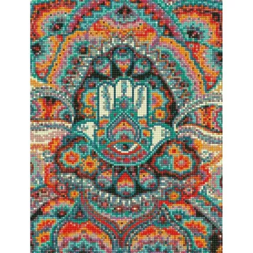 cumpără Tablou pe numere Strateg HX013 Алмазная мозайка Рука Фатимы и мандала 30x40 în Chișinău 