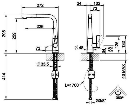 cumpără Bateria bucătărie Gessi 17177-149 Proton Fino: Brushed Nickel în Chișinău 