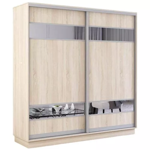 cumpără Dulap Mobildor-Lux Fox uși glisante din PAL cu elemente din oglindă (210x60x230H cm) Sonoma în Chișinău 