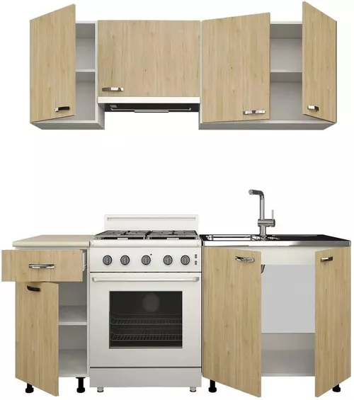 cumpără Mobilă pentru bucatarie Haaus Sofia 1.8m (White/Natural Wood) în Chișinău 