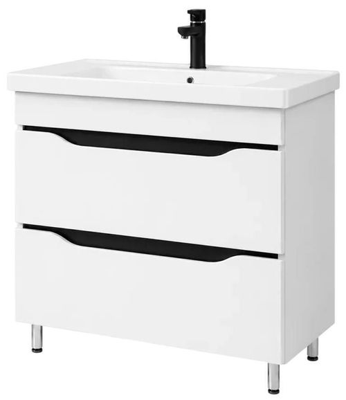 cumpără Dulap pentru lavoar Mashtab 11964 Print cu 2 sertare 80cm Alb (cu plancuta neagra) în Chișinău 