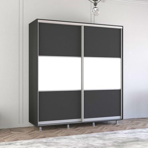 cumpără Dulap Mobildor-Lux Aron cu uși glisante orizontal (230x60x240H cm) Anthracite în Chișinău 