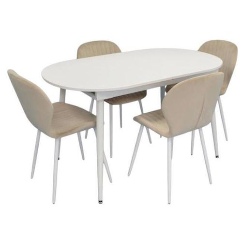 купить Комплект стол и стулья Evelin di Costacurta стол DT-533R Wh + 4 стула YTC-064Wh UF910-01 (Light beige) в Кишинёве 