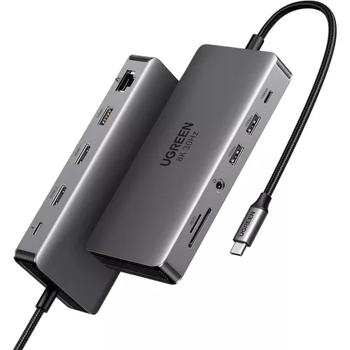 купить Переходник для IT Ugreen 15965 HUB 11in1 Type-C 3.0 to 2*USB 3.1 + USB 3.0 + Type-C 3.1 + 2*HDMI + SD/TF + 3.5mm Audio PD 100W CM179, Space Gray в Кишинёве 