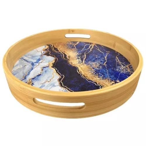 cumpără Tavă de bucătărie EuroGold 7108200006 Tava rotunda cu minere din bambus cu print, 38x38cm în Chișinău 