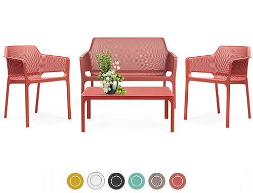 купить Set mobila de terasa NARDI NET BENCH + 2 fotolii NET + Masa NET TABLE 100 + Saltele scaune в Кишинёве 