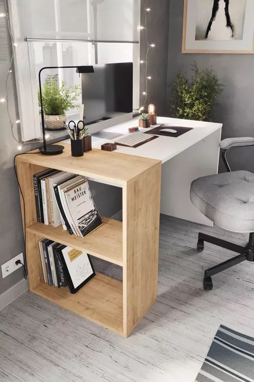 cumpără Masă de birou Nex Home Smyrna, 120x60 cm, Stejar/Alb (20-35-14) în Chișinău 