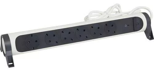 купить Удлинитель электрический Legrand 694509 Bloc Mutifunctional 6x2P+T(1,5M-3x1,5/SPD+ind.LED),Alb-Gri в Кишинёве 