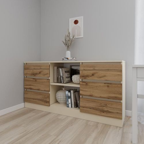 cumpără Comodă Smartex (16150) Т3 140cm Ivory+Stejar Inchis în Chișinău 