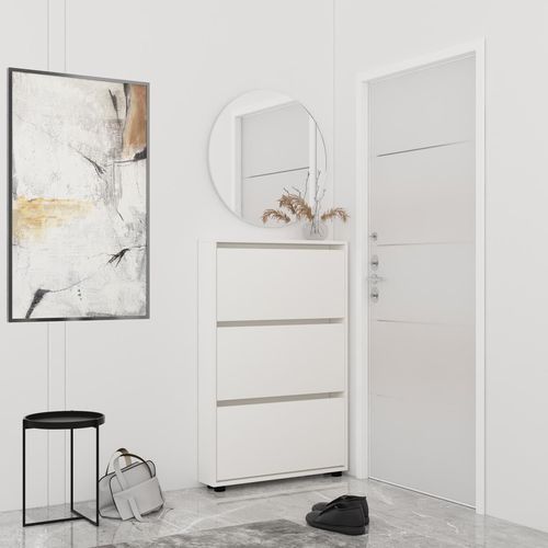 купить Полка для обуви Mobildor-Lux Leo Slim 100x16x125H cm White в Кишинёве 
