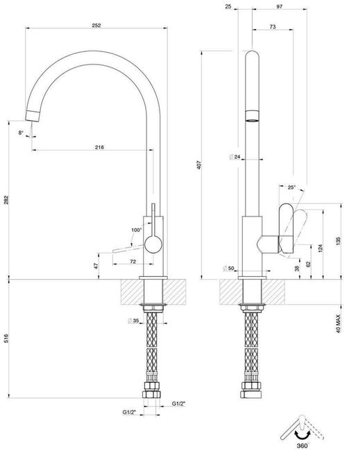cumpără Bateria bucătărie Gessi 60075-031 Helium Chrome în Chișinău 