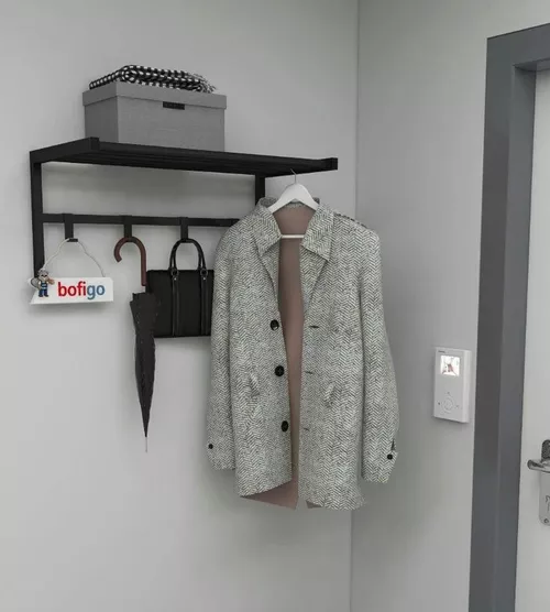 cumpără Cuier pentru haine Nex Home Metalic si spatiu de depozitare, 69x34x32,5 cm, Negru (21-20-06) în Chișinău 