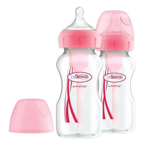 купить Поильник Dr. Brown's 72239318232 Set 2 biberoane cu gat larg Anti-colic Options+ Roz, 270 ml в Кишинёве 