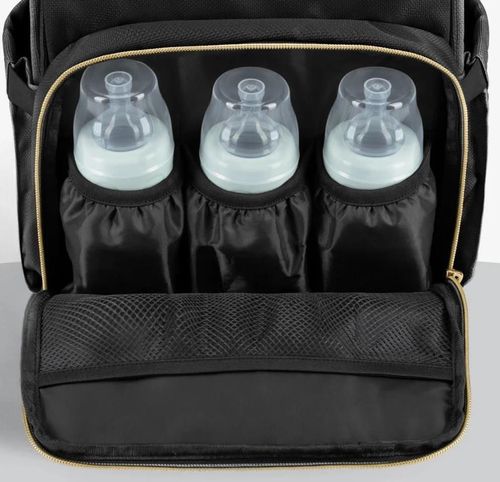 купить Сумка для мам Kikka Boo 31108020111 Geanta pentru carucior Siena 2025 Black Silver в Кишинёве 