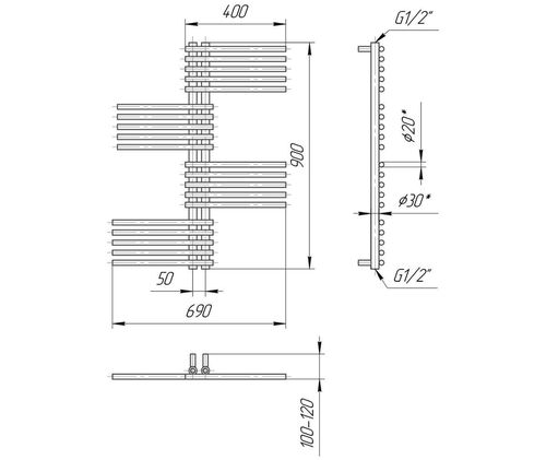 Uscător de prosoape Premium Symphony 900х690 /50 