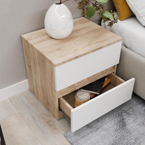 купить Тумбочка Bayro Harmony 550x500x450 сонома фасад белый в Кишинёве 