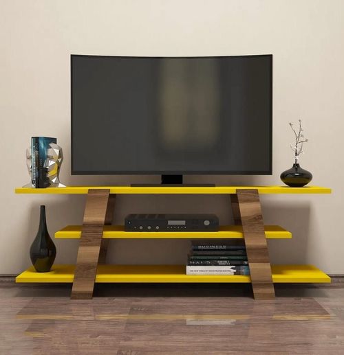 cumpără Comodă TV Trendy Floare, Nuc, Galben 120x42x33cm în Chișinău 
