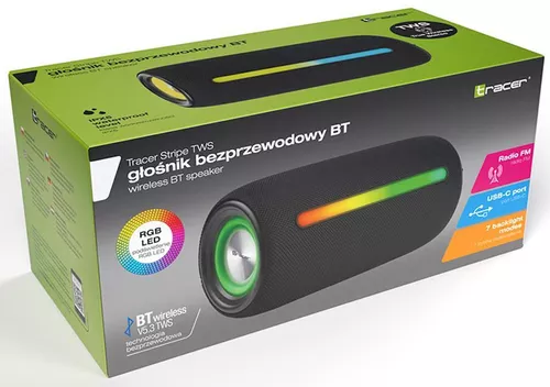 купить Колонка портативная Bluetooth Tracer Stripe TWS, Black в Кишинёве 