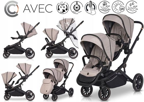 купить Детская коляска Cavoe Avec Taupe (2люльки) в Кишинёве 