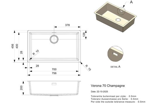 cumpără Chiuvetă bucătărie Reginox R40966 Verona 70 Champagne în Chișinău 