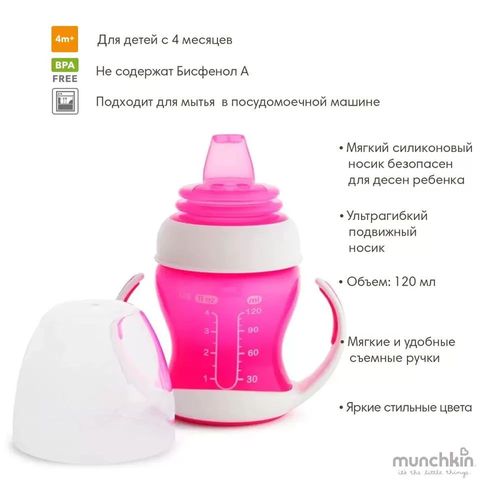 Бутылочка Munchkin Gentle Transition Розовый (120 мл) 
