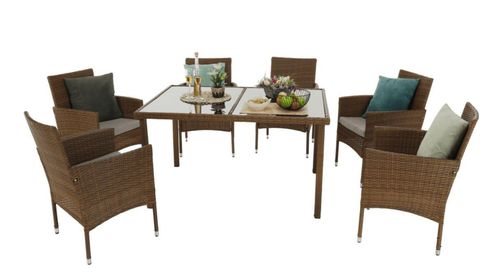 cumpără Set mobilier de grădină Mobhaus Garden 6 scaune (Honey/Cream) în Chișinău 