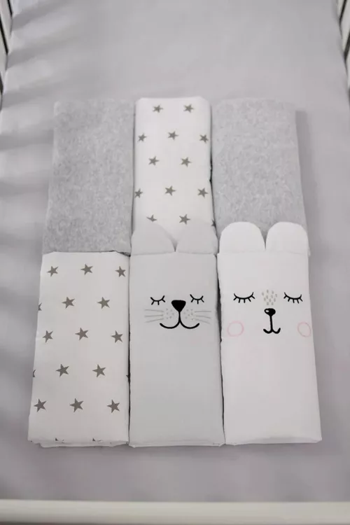 купить Бортик для кроватки Veres 154.05.15 Комплект Фэнс-бампер Summer Kitty White (6ед) в Кишинёве 