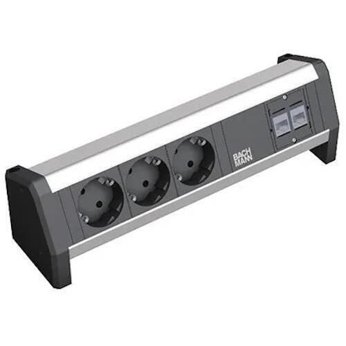 купить Удлинитель электрический BACHMANN 339.1004 Modul desk 3xSchuko 2xrj45 negru в Кишинёве 