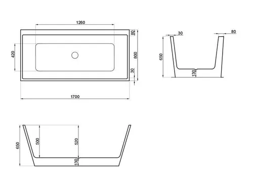 cumpără Cadă de baie Polimat Lea 170x80 freestanding (acryl) în Chișinău 