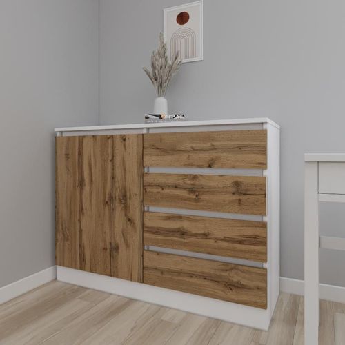 купить Комод Smartex (16090) Т2 120cm Alb+Stejar inchis в Кишинёве 