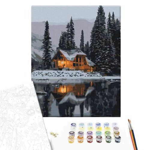 cumpără Tablou pe numere BrushMe RBS52498FC 30x40сm (fără cutie) Noapte de zăpadă în Chișinău 