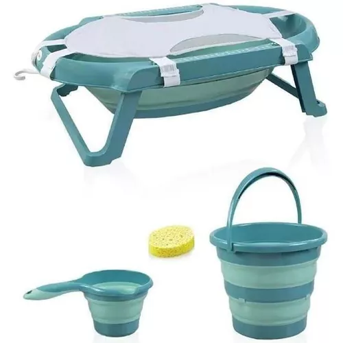 купить Ванночка BabyJem Складной набор для ванной комнаты Бирюзовый, 5 предметов в Кишинёве 