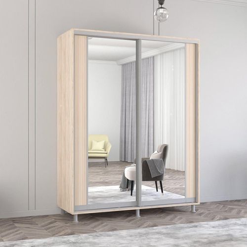 купить Шкаф Mobildor-Lux Раздвижные двери Aron-P из ДСП с вертикальным зеркалом (180x60x220H см) Sonoma в Кишинёве 