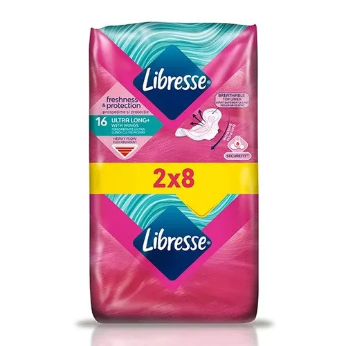 Прокладки Libresse Freshness & Protection Ultra Long - 5 капель (16 шт) 