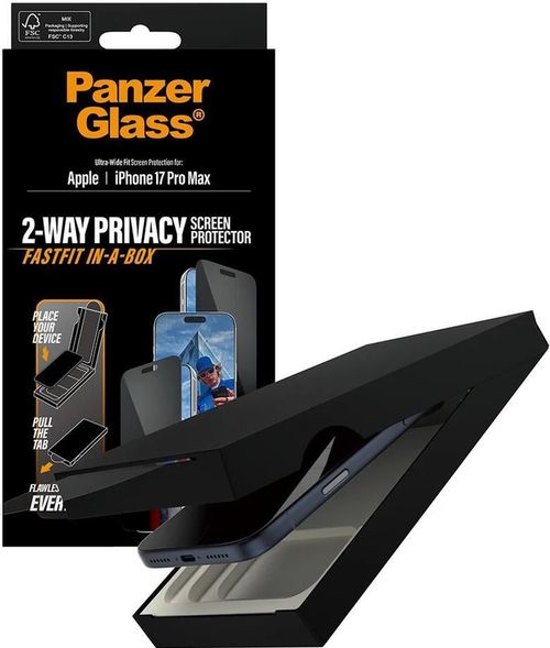 купить Стекло защитное для смартфона PanzerGlass iPhone 17 Pro Max / Ultra-Wide Fit w. Fastfit In-A-Box (PG_PG35684) в Кишинёве 
