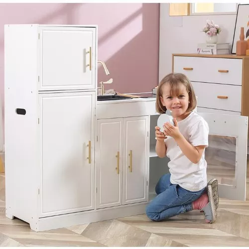 купить Игрушечная кухня и посуда Viga 44072 Bucătărie modernă pentru copii cu lumină și sunet, albă в Кишинёве 