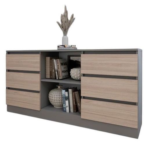 cumpără Comodă Smartex (16136) Т3 120cm Grafit+Stejar Deschis în Chișinău 