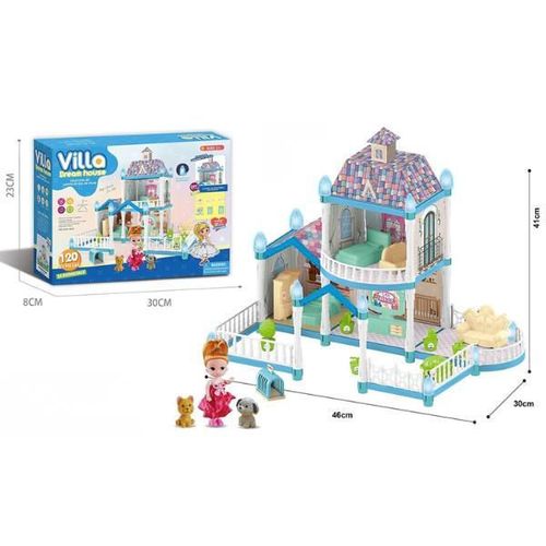 cumpără Căsuță pentru păpuși Essa 556-80A Vila Visurilor + accesorii, cu iluminare de noapte, 120elem în Chișinău 