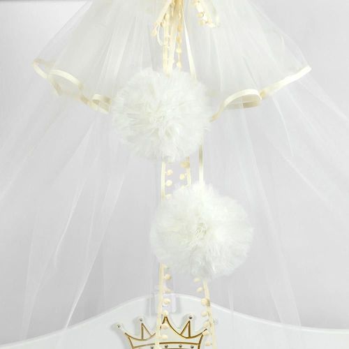 купить Кроватка PernaMea Baldachin Premium Pompom Ivory (PM.101301/3) в Кишинёве 