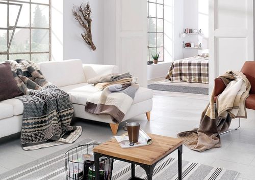 cumpără Textile de casă Ibena 1975/300 Jacquard Baumwolldecke Pittsburgh mith GOTS Zertifikat Brown/grey în Chișinău 