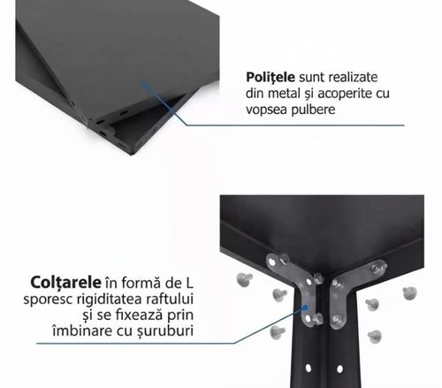 cumpără Raft de depozitare Nex Home Raft metalic Elegant 1840x950x440 mm, 5 rafturi metal, antracit în Chișinău 