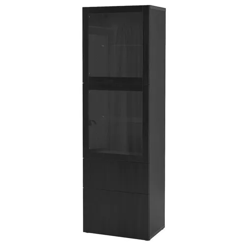 cumpără Dulap Ikea Besta usi sticla 60x42x193 (Negru-maro/Lappviken/Negru-maro) în Chișinău 
