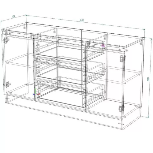 cumpără Comodă Smartex (16214) Т4 140cm Ivory+Stejar Deschis în Chișinău 
