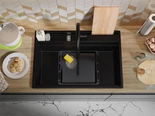 купить Мойка кухонная Primagran Oslo 80 Pocket Multilevel Black + accesorii 530x780 MOHKC в Кишинёве 